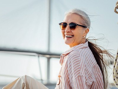 Woman smiling on a boat